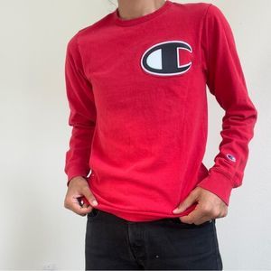 classic vintage champion long sleeve with embroidered logo detailing